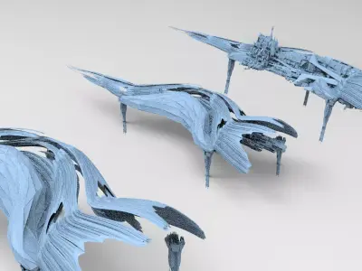 Hybrid base design Exterior Ship 3 models 3D model