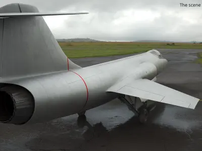  Vintage Supersonic Fighter Jet Rigged for Cinema 4D 