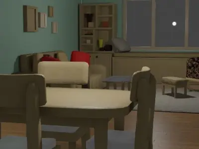 Isometric 3D Livingroom Low-Poly Low-poly 3D model