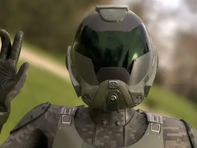 FX01 Female Space Suit Green LITE VERSION Low-poly 3D model