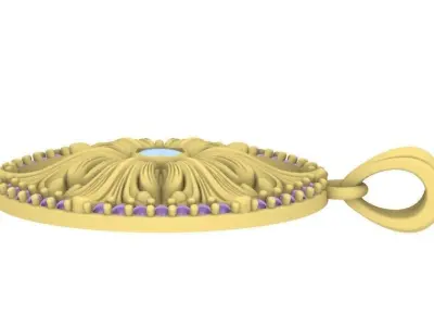 Flower Diamond Gold Pendant Design 3D print model