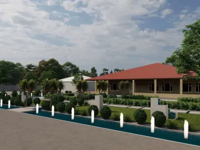 3D Exterior Scene 3D model design garden and landscape 3D model