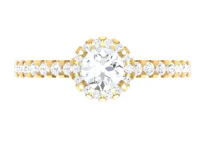 Small Round Halo Engagement Ring 3D print model