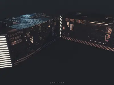 Sci-Fi Container Low-poly 3D model