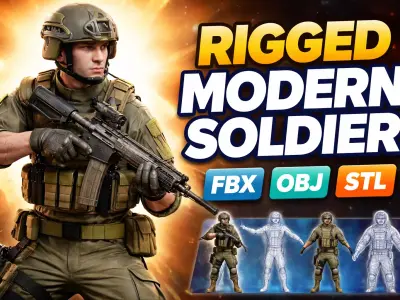 Modern Soldier  Rigged 3D Character 3D model