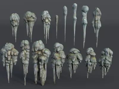 15 Cave Stalactites - 250222 Low-poly 3D model