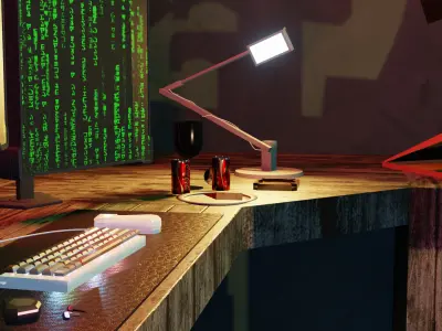 cyber punk room 3D model  Low-poly 3D model