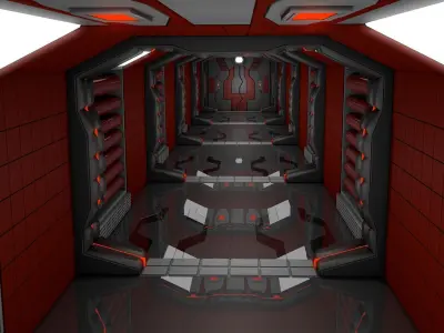 Sci Fi Corridor  3D model 6