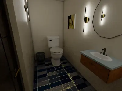 Basic Apartment Model Bedroom Bath Office Free low-poly 3D model