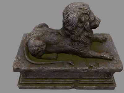 Lion Statue 25 Low-poly 3D model
