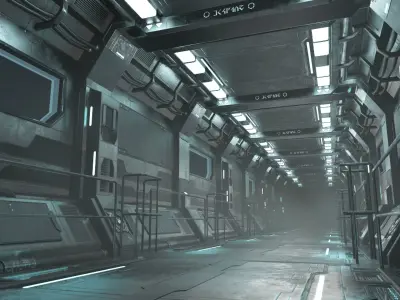 Sci-Fi Modular Corridor Version1 Low-poly 3D model