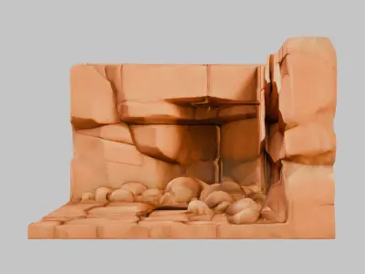 Simple Stylized Stone Corner 3D Model Low-poly 3D model