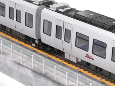 Hitachi Rail Driverless Metro Copenhagen with Railway Bridge 3D model