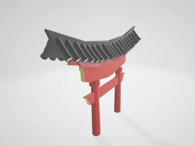Japanese Shrine Gate Free low-poly 3D model