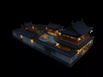   quadrangle courtyard  3D model