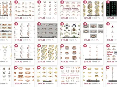 25000 Ring Earrings Pendant Bracelet Necklace Chains Jewelry 3D print model