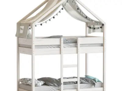 Sofie Bunk Bed House Cabin in White 3D model