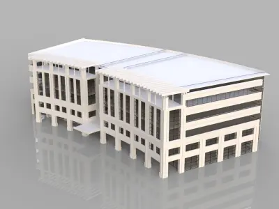 Hospital design building Low-poly 3D model