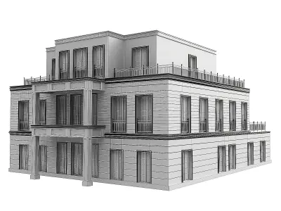 The exterior of the apartment building 02 3D model