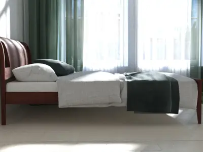 Mid Century Bed Low-poly 3D model