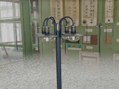 Street Light -7- Blue Version -4 Lamps- Low-poly 3D model