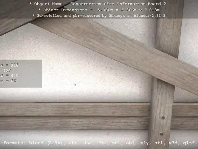 Construction Site Information Board 2 Low-poly 3D model