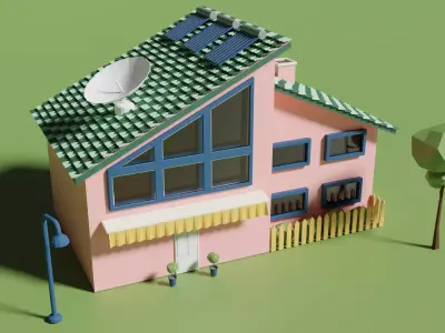 Cartoon house Low-poly 3D model