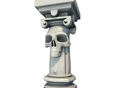 Temple Stone Skull Pillar 1 3D print model