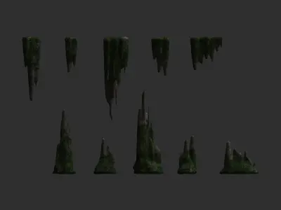 Cave Rock Pack 1 - Moss 2 Low-poly 3D model