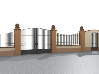 Modular fences building set 3D model