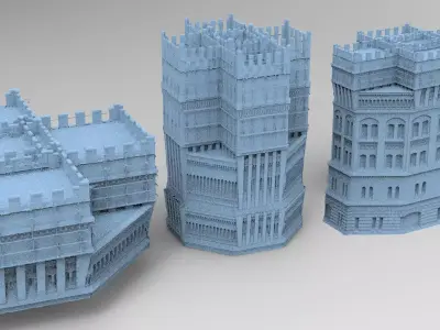 Medieval Library Tower 3 models  3D model