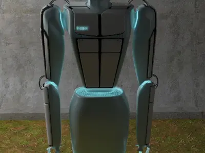 z-508-x futuristic robot in grass 3D model