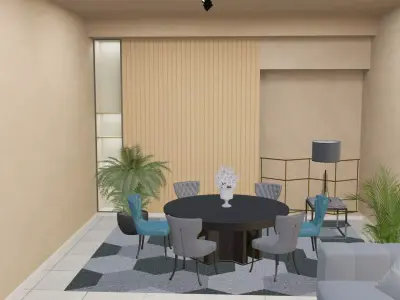 Interactive AR VR Furniture Display Showroom Low-poly 3D model