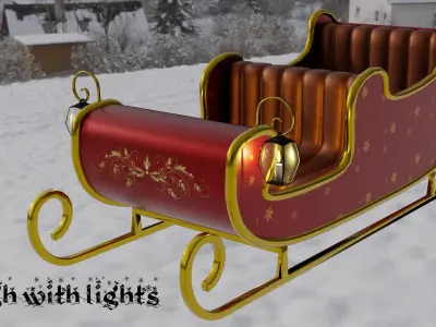 Santa Claus Sleigh Low-poly 3D model