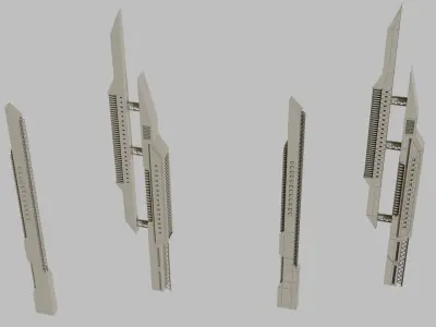 Futuristic Sci-Fi Buildings Pack 3D model