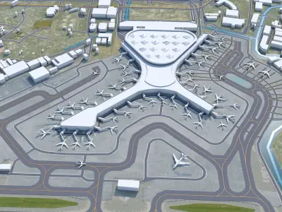 Chhatrapati Shivaji Maharaj Airport 10km Low-poly 3D model