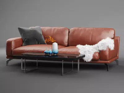 Peruna Leather Two Seat Sofa  3D model