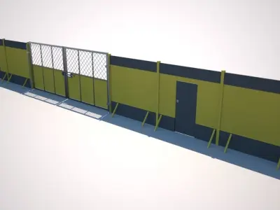 Hoarding Set Construction Site Segregation Low-poly 3D model