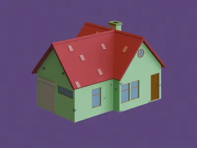 Cartoon Houses Low-poly 3D model