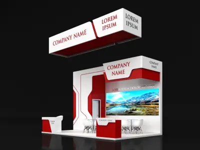Booth Exhibition Stand Stall 6X4m Height 400 cm 3 Side Open 3D model