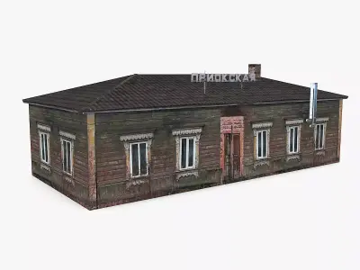 The building of the Priokskaya Railway Station Low-poly 3D model