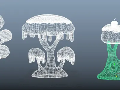 Candy trees cartoon Low-poly 3D model
