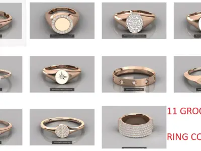 11 Groom Gents Mens ring 3dm stl render detail  3D Model Pack