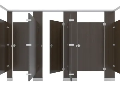 Toilet Stall-001 Wood 3D model