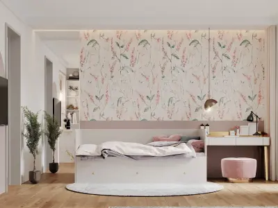 Studio Apartment Interior Design for Women 3D Model Corona Low-poly 3D model