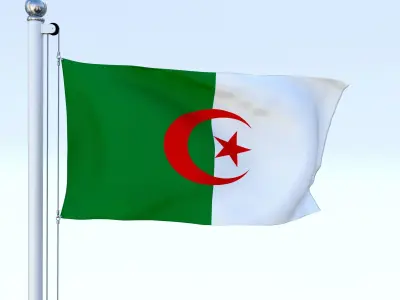 Animated Algeria Flag Low-poly 3D model