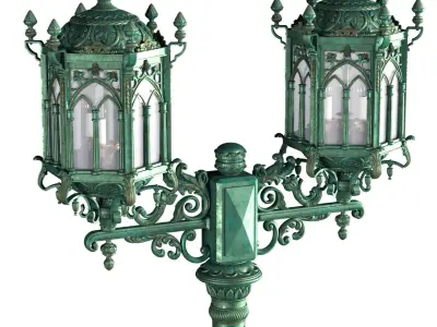 Eastern copper street lamp lantern 3D model