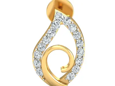 Yellow gold diamond  earring-P2 E-46 3D print model