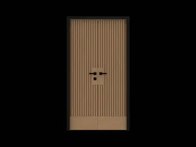 Sustainable Wood Grooved Panel Double Door 3D model