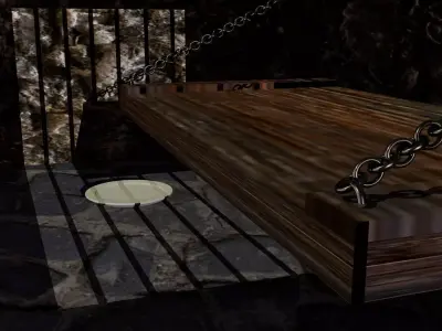 PRISON bed in cave with chains 3D model
